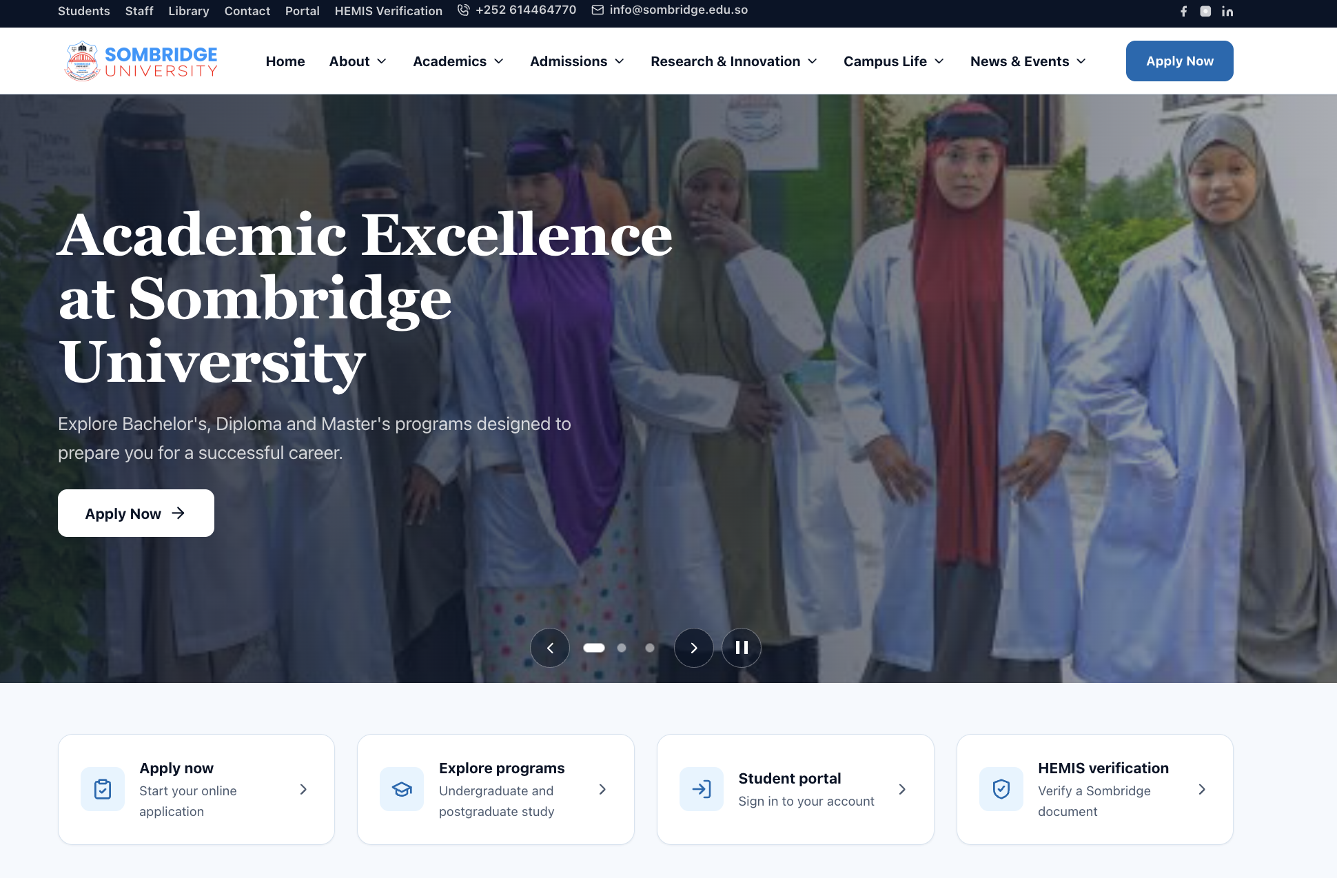 Sombridge University – Website, ERP Portal & HEMIS